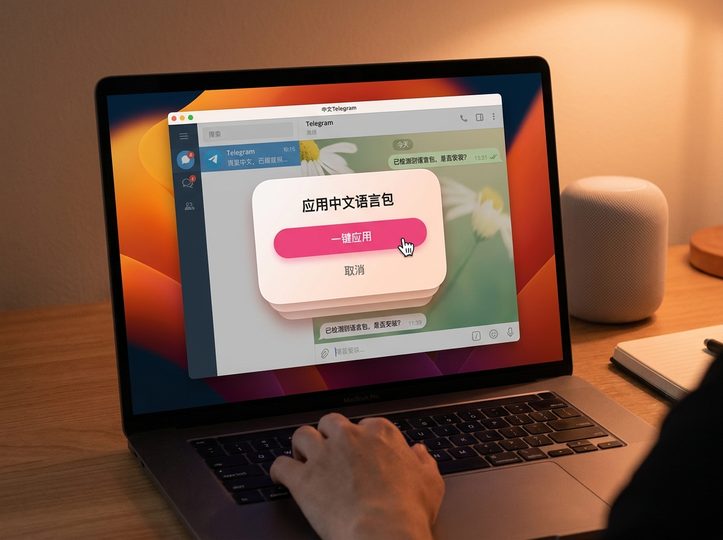 Telegram一键汉化操作流程界面演示
